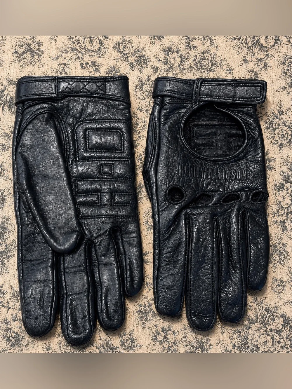Vintage Harley Davidson Leather Riding Gloves Women’s Small Black Motorcycle